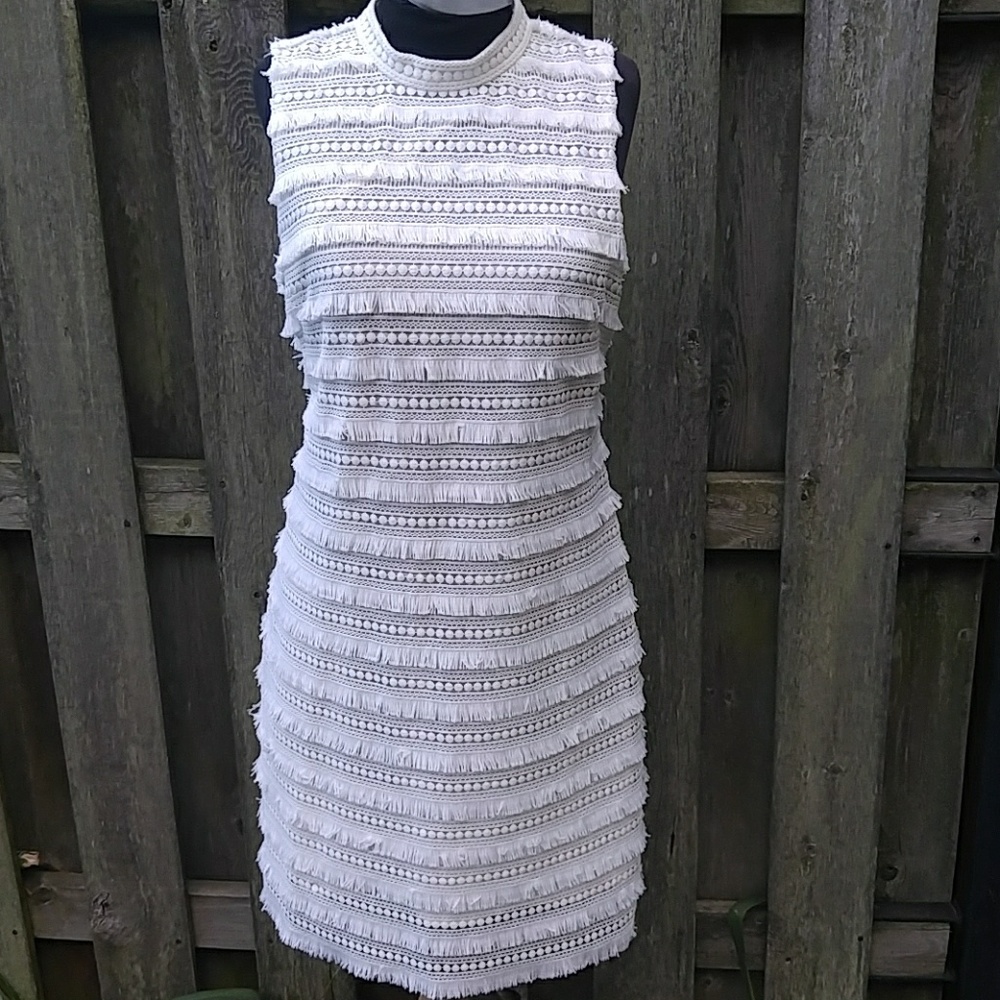 J. Crew White Textured Midi Dress